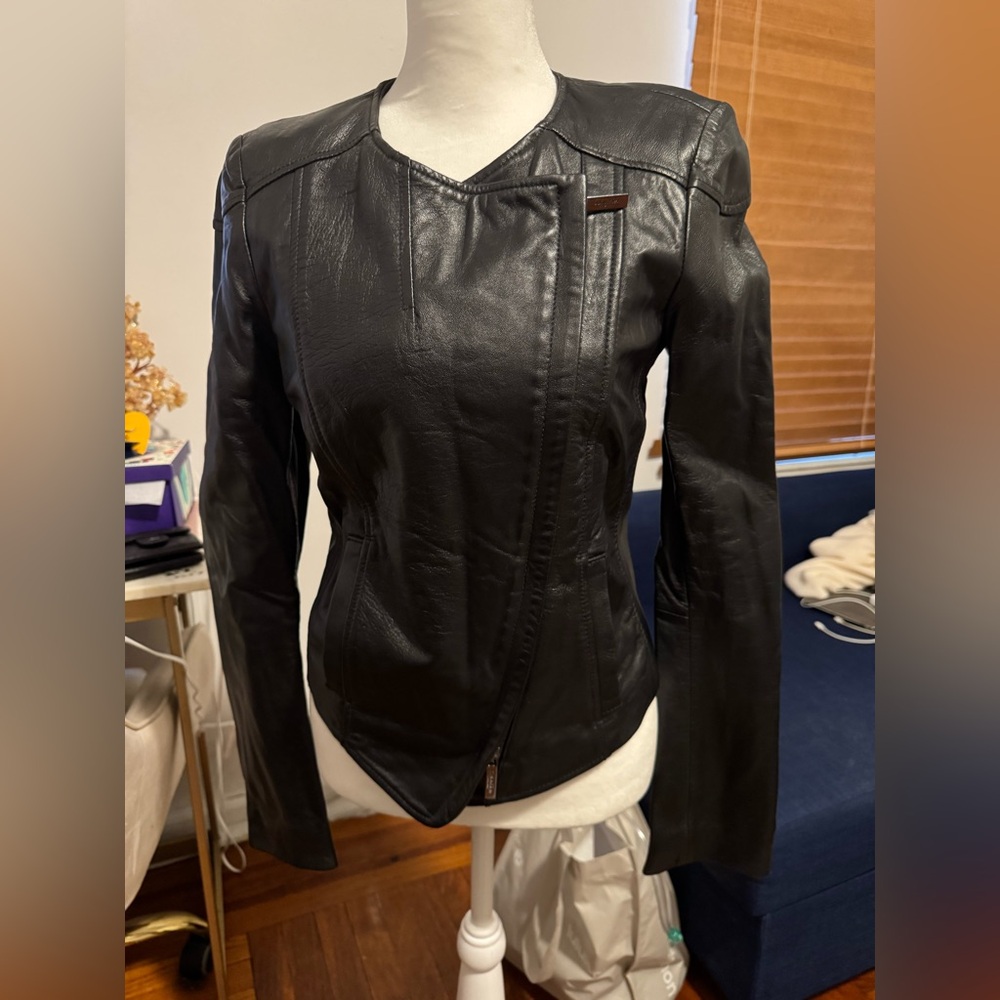 Calvin Klein Black Leather Women's Jacket